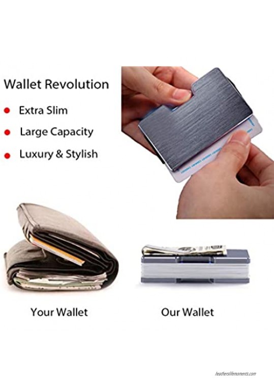 Total Minimalist Metal Pocket RFID Blocking Wallet | Pocket Credit Card Holder | NFC protecting Wallet Slim men's (Grey)