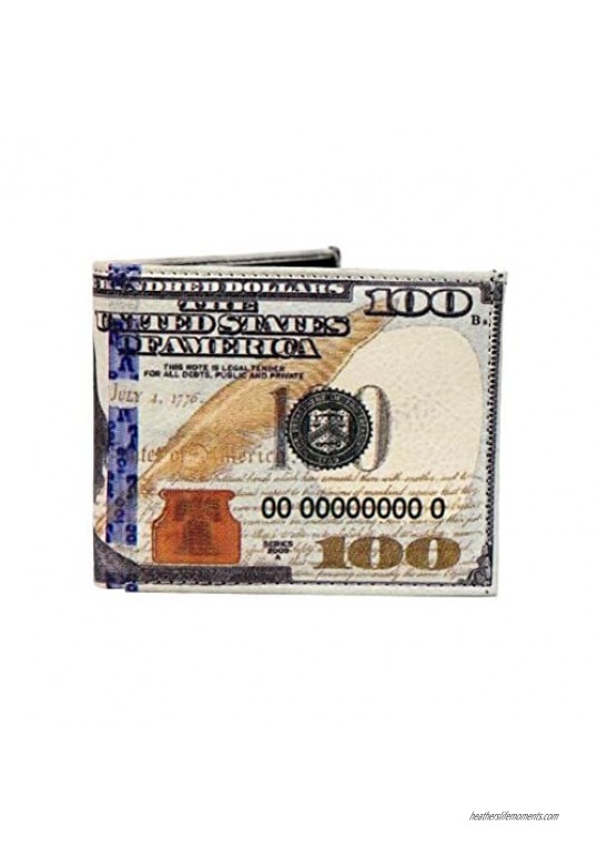 WLT-107 - Mens USA New $100 Dollar Bill Wallet Credit Card Holder and ID Display