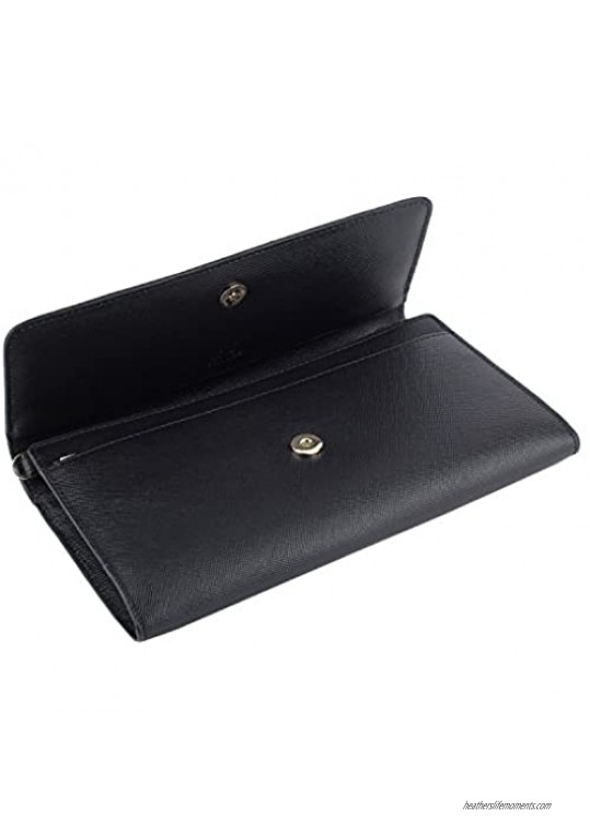 Banuce Top Grain Leather Clutch Purse for Women Small Shoulder Purse Handbag with Card Holder Black