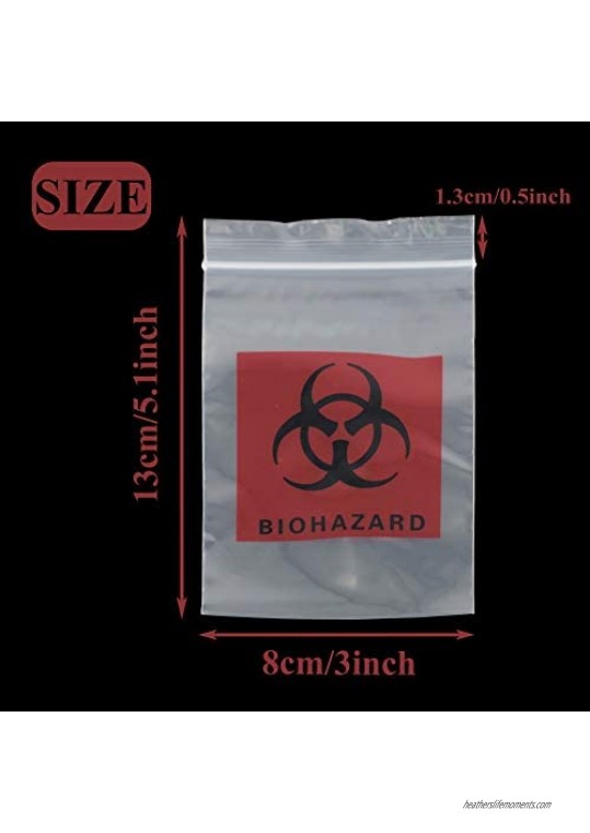 Biohazard Specimen Bags Laboratory Sample Bag with Biohazard Logo Printing Zip Lock Top Plastic Pouch Bags Printed Polyethylene Transport Bags for Shipping Packaging Specimens 3 x 5 inch (Pack of 400)