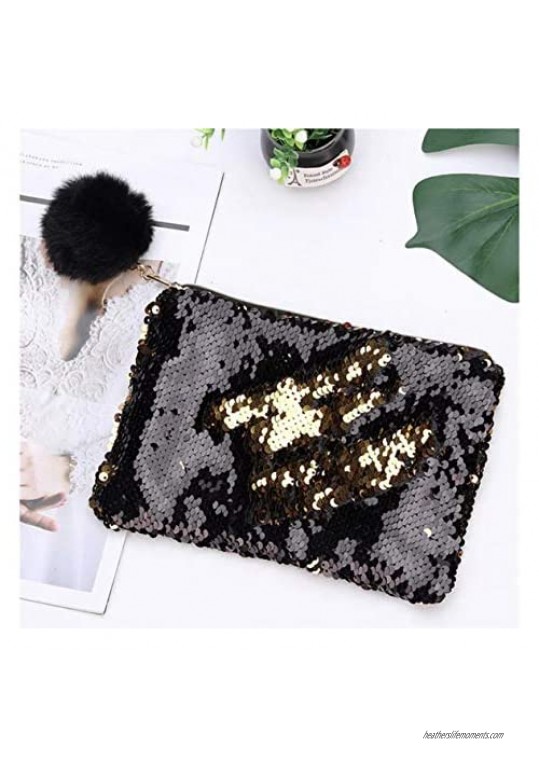 Fashion Handbag Bling Glitter Sparkling Shiny Clutch Purse Wallet Pouch for Women and Girls (Black/gold)