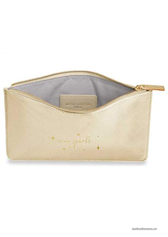 Katie Loxton Be The Sparkle Womens Medium Vegan Leather Clutch Sentiment Perfect Pouch Gold