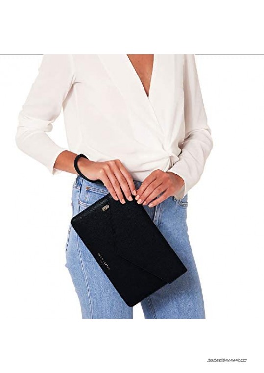 Katie Loxton Esme Live to Dream Womens Vegan Leather Envelope Clutch Wristlet Bag Black