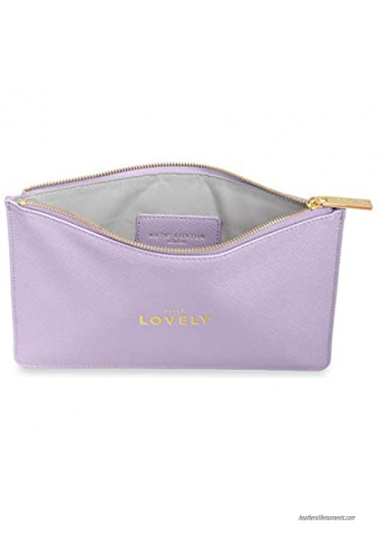 Katie Loxton Hello Lovely Womens Medium Vegan Leather Sentiment Perfect Pouch Lilac