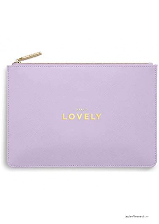 Katie Loxton Hello Lovely Womens Medium Vegan Leather Sentiment Perfect Pouch Lilac