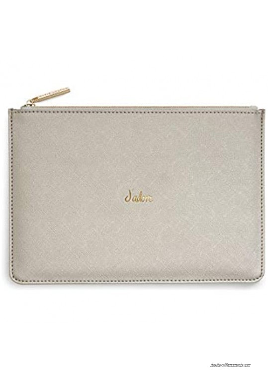 Katie Loxton J'adore Womens Medium Vegan Leather Clutch Perfect Pouch Silver