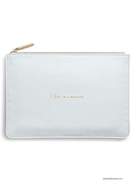 Katie Loxton Mom In A Million Womens Medium Vegan Leather Sentiment Perfect Pouch Grey