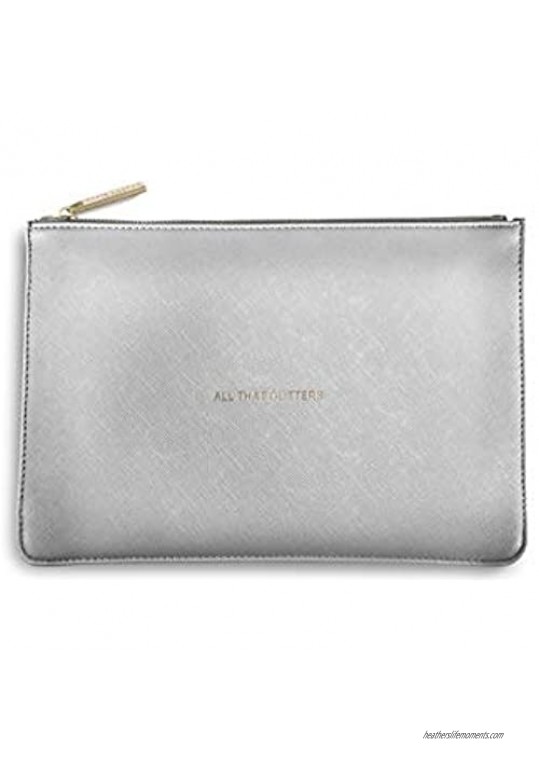 Katie Loxton Perfect Pouch All That Glitters Metallic Silver Women's Vegan Leather Clutch Handbag