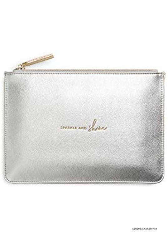 Katie Loxton Sparkle And Shine Women's Vegan Leather Clutch Perfect Pouch Boxed Set of 2 Charcoal