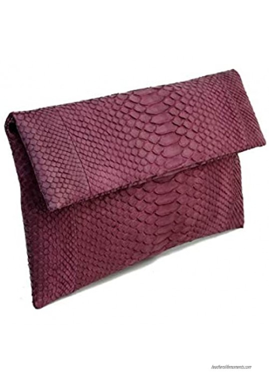 Maroon Real Snakeskin Clutch and Python Foldover Clutch Bag | Urban Story