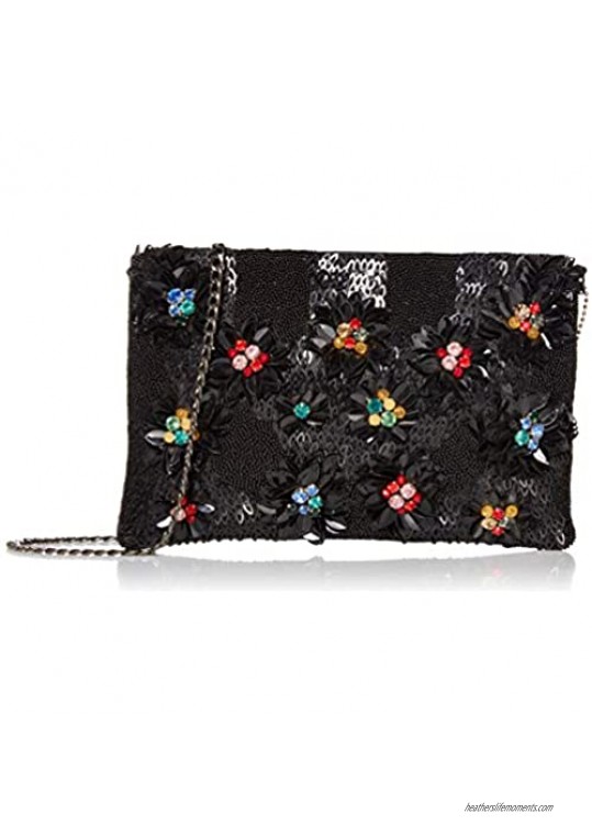 Mary Frances Floral Lux Embellished Leather Crossbody Clutch