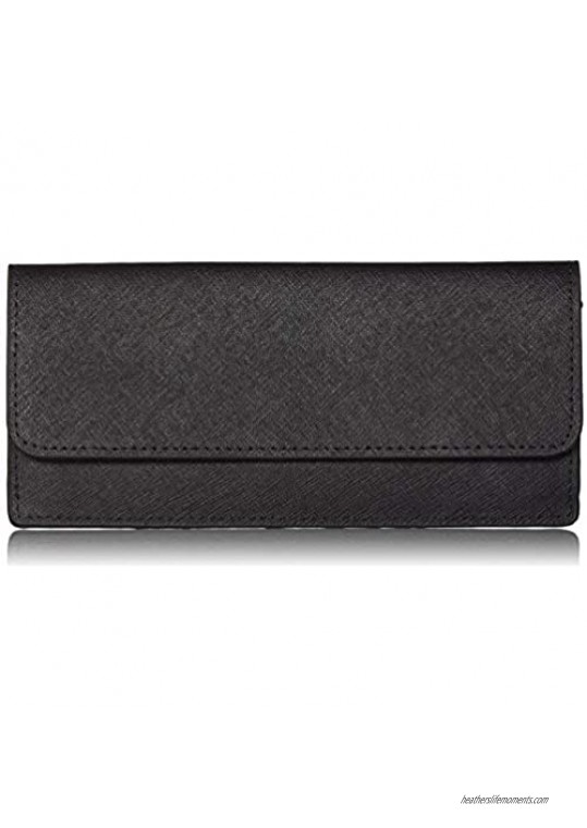 Royce Leather RFID Blocking Credit Card Clutch Wallet in Saffiano Leather Black One Size