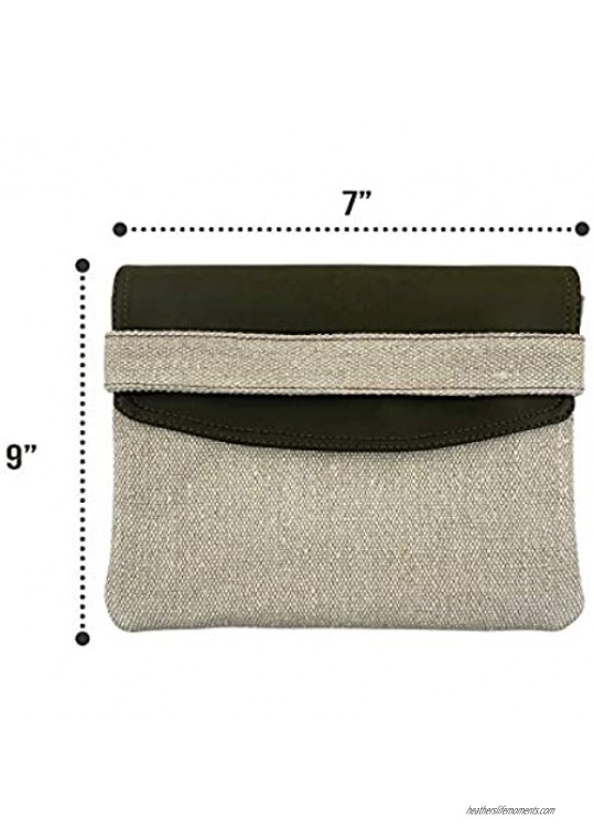 Santa Playa Clutch Purse Handmade from Woven Canvas - All Natural Materials Vegan and Eco-Friendly – Personal Items Holder and Storage for Pocket and Purse Organization With Zipper – Hemp Arctic