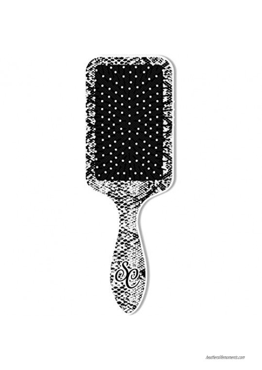Snakeskin Pattern Black and White 6 inch Acrylic Square Paddle Hair Brush