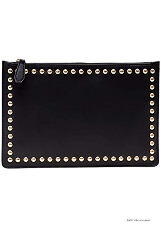 ANYHAN envelop clutch decorated with gold dorm rivets is crafted in beautiful and durable saffiano leather(PU)