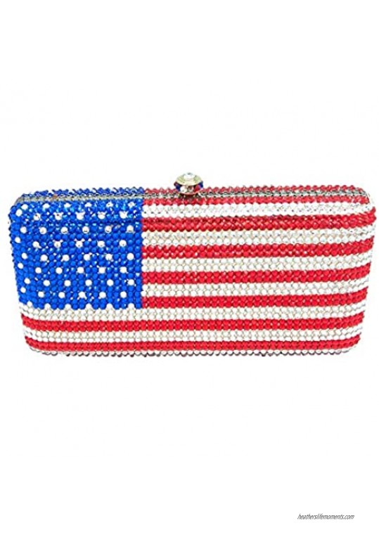 Boutique De FGG National Flag Crystal Clutch Purses Evening Bags and Handbags for Women Formal Party Rhinestones Bags