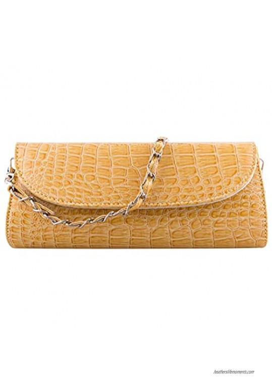 Bundle Monster Womens Envelope Evening Patent Croc Skin Embossed Party Clutch