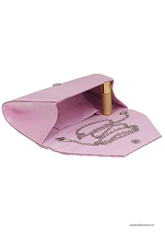 CUCTACBCT Envelope Clutch Purses for Women Satin Rhinestone Elegant Evening Bag Wedding Party Handbags