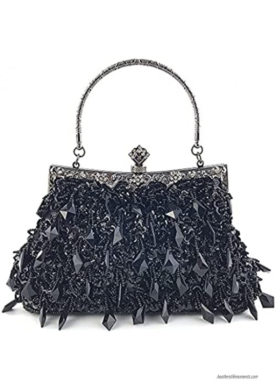 DA BODAN Fashion Womens Beaded Sequin Glitter bag Clutch Evening Handbag Catching Purse for Wedding Party Prom