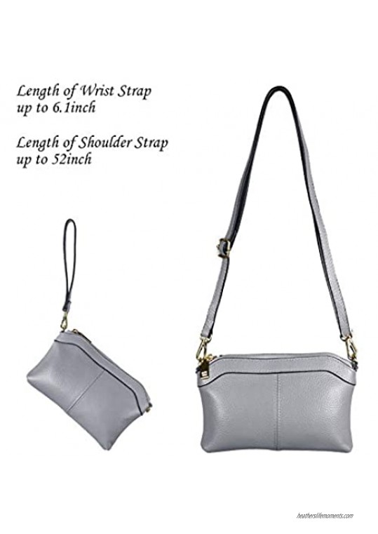Diter Womens Leather Wristlet Zipper Clutch Wallet Crossbody Bag Purse