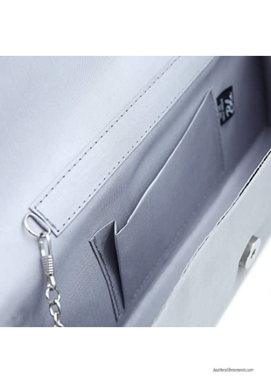 Elegant Satin Flap Bow Crystal Clutch Evening Bag - Diff Colors Avail