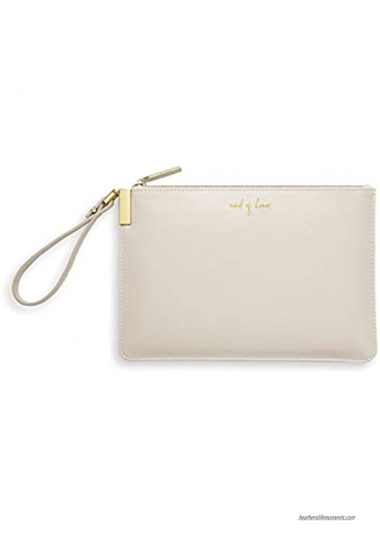 Katie Loxton Maid of Honor Womens Vegan Leather Secret Message Pouch Clutch Metallic White