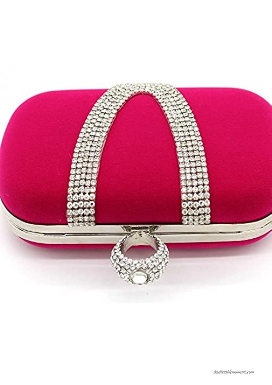 Kingluck Evening Bag with Ring Closure Rhinestone Crystal Clutch Purse for Wedding Party