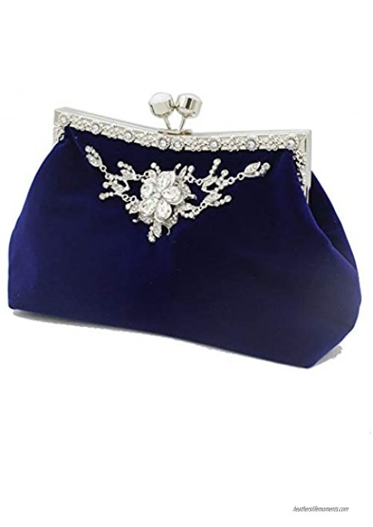 Kingluck Women's Bags Polyester Velvet Evening Bag Glitter Crystals Solid Color Party Event/Party Blue