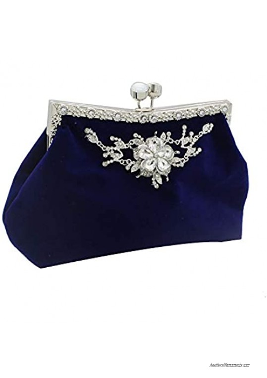 Kingluck Women's Bags Polyester Velvet Evening Bag Glitter Crystals Solid Color Party Event/Party Blue