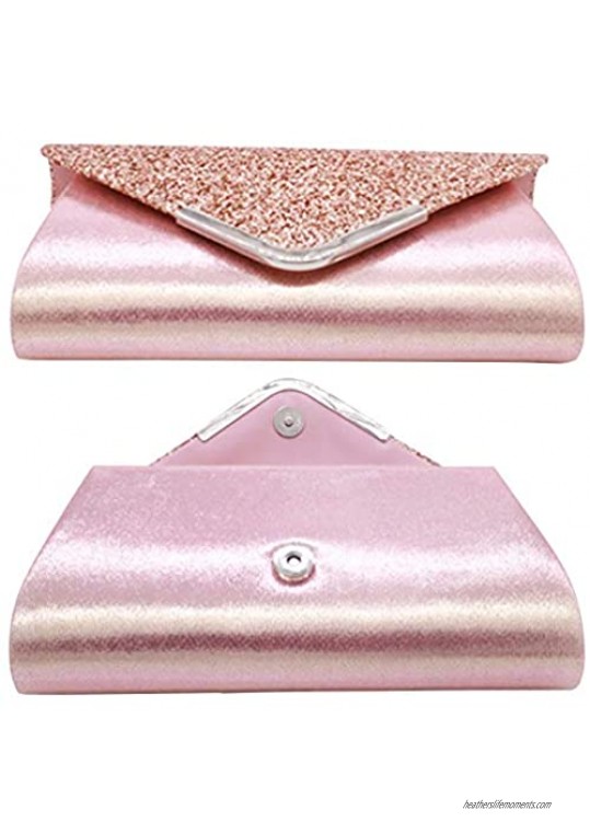 Miss Chow Sequined Flap Envelope Clutch Purse Solid Lustrous Party Handbag Shiny Glittered Evening Bag