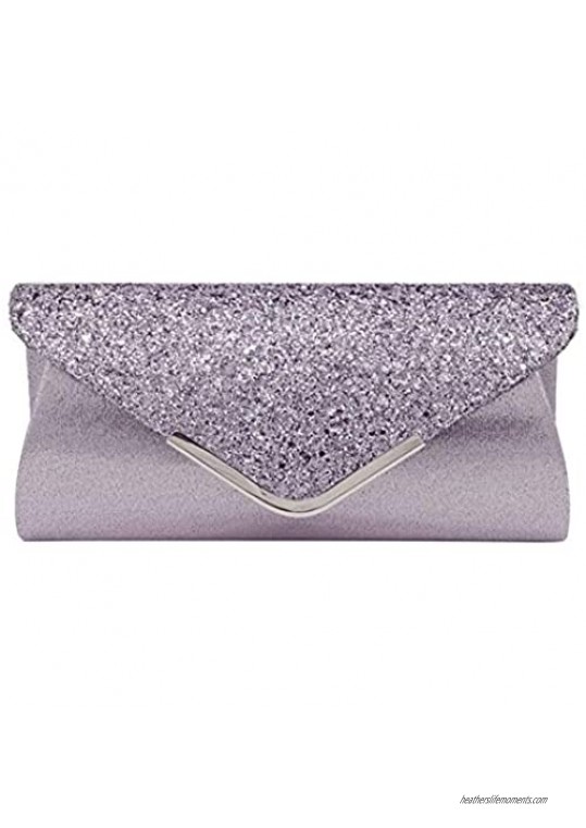 Miss Chow Sequined Flap Envelope Clutch Purse Solid Lustrous Party Handbag Shiny Glittered Evening Bag