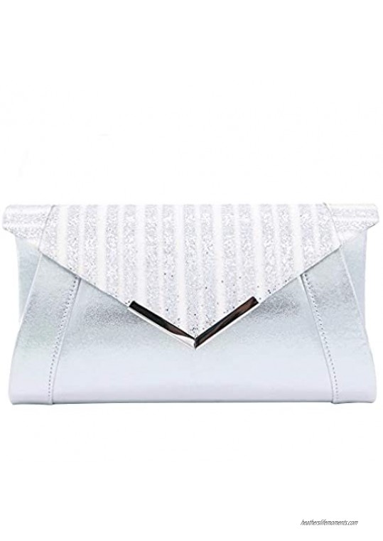 Miss Chow Varnished Sequined Flap Envelope Clutch Purse Shiny Glittered Handbag Evening Bag