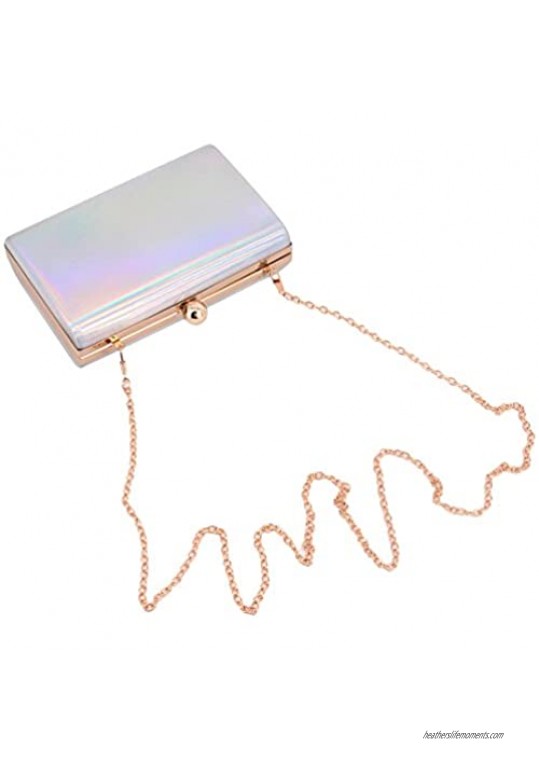 Naimo Womens Holographic Box Clutch Evening Handbag Wedding Cocktail Purse Shoulder Crossbody Bag with Chain