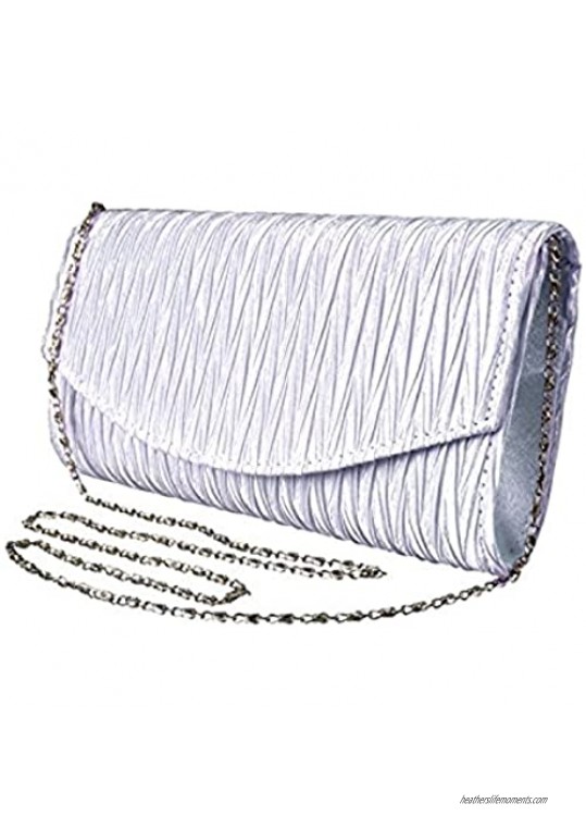 Peach Couture Womens Vintage Satin Pleated Envelope Evening Cocktail Wedding Party Handbag Clutch