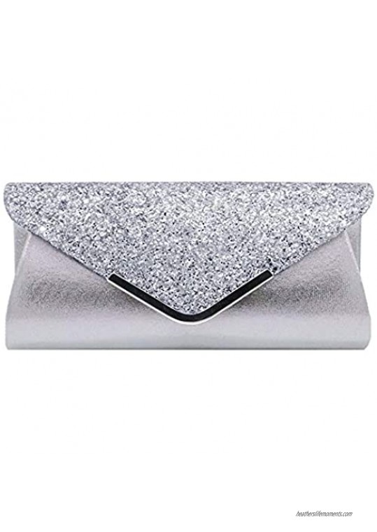 Queena Womens Shiny Sequins Evening Clutch Envelope Handbag Chain Purse for Wedding Party Prom Gift for Mom Wife
