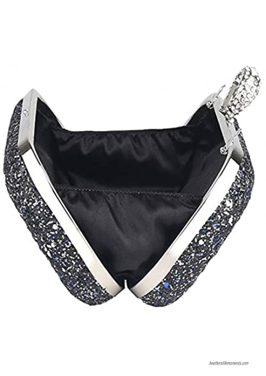 Rhinestone Evening Bag Women's Clutch - Crystal Mini Ring Handbag for Bridal Wedding Party (Black)