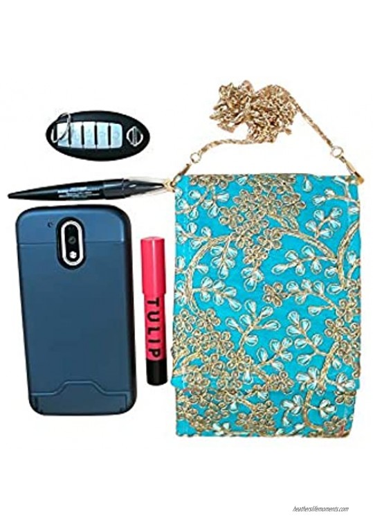 Small Floral embroidered vintage Cell Phone Purse and evening bag clutch Classic Wedding Party Shoulder Bag for women