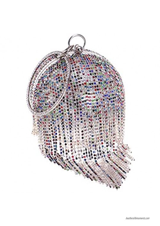 Sparkling Round Clutch Purse Women Crystal Evening Bag for Wedding Party