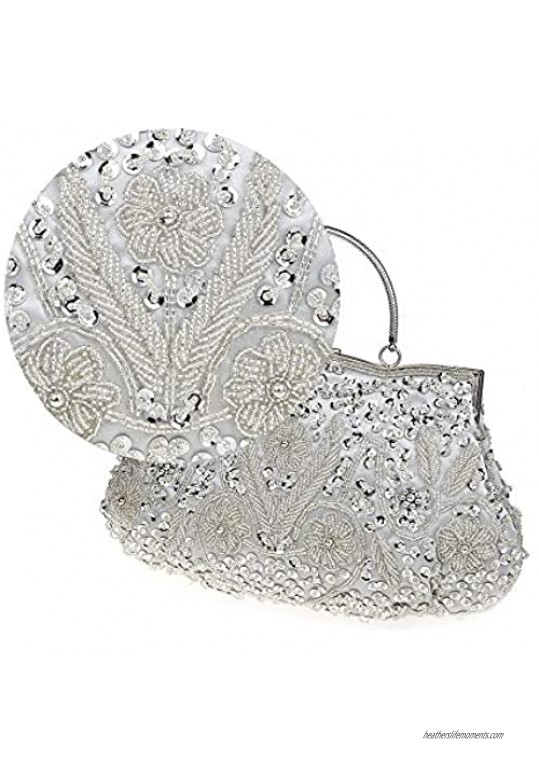 TOTZY Beaded Sequin Evening Bags 1920s Clutch Handbag Wedding Party Night Purse