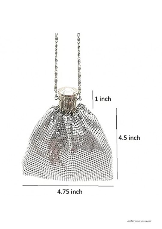 Vintage Evening Clutch Purse Metal Mesh Gatsby Bag for Cocktail Party Prom Wedding Banquet