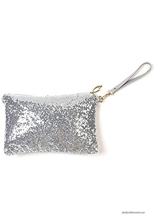 Women Sparkly Sequins Crossbody Bag Clutch Purse Shiny Wristlet Evening Bag Handbag with Chain Strap