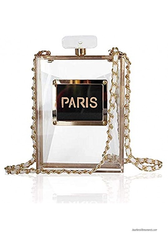 Womens Acrylic Paris Perfume Shaped Black Bag Shoulder Purses Clutch Evening Bags Vintage Banquet Handbag