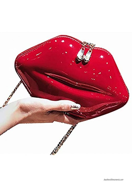 Women's Evening Handbags Lip Purse Evening Bag Clutch Leather Crossbody Shoulder Bags Vintage Purses Banquet Handbag