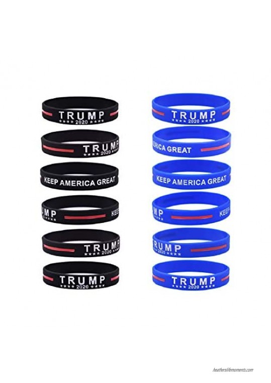 12 Pack Trump 2020 Bracelets Silicone Inspirational Motivational Wristbands