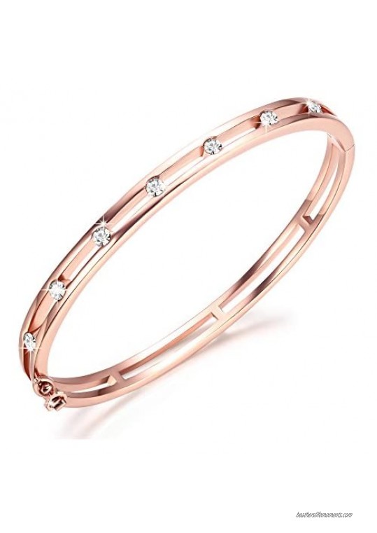 14K Rose Gold Bracelet ''Lucky 7'' Adjustable Cuff Bangle Bracelets Mother's Day Gifts for Mom Women