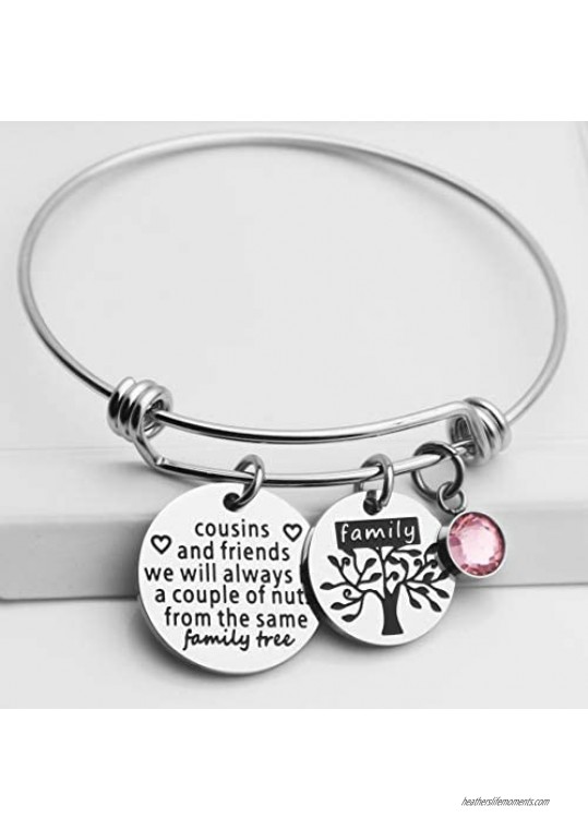 Ankiyabe Cousins Gifts Cousin Expandable Bracelet Cousins Birthday Gift Cousin Quotes Bangle with Family Tree Charm
