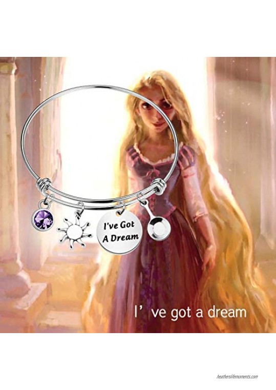 BAUNA Rapunzel Bracelet Inspirational Tangled Quotes Bangle I’ve Got A Dream Fairy Tales Gift