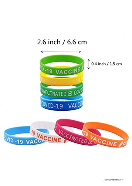 BESIACE 24 Pcs Vaccine Silicone Wristbands Rubber Bracelets 8 Colors Style for Been Vaccinated Men Women