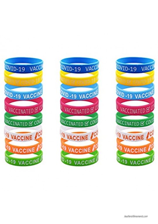 BESIACE 24 Pcs Vaccine Silicone Wristbands Rubber Bracelets 8 Colors Style for Been Vaccinated Men Women