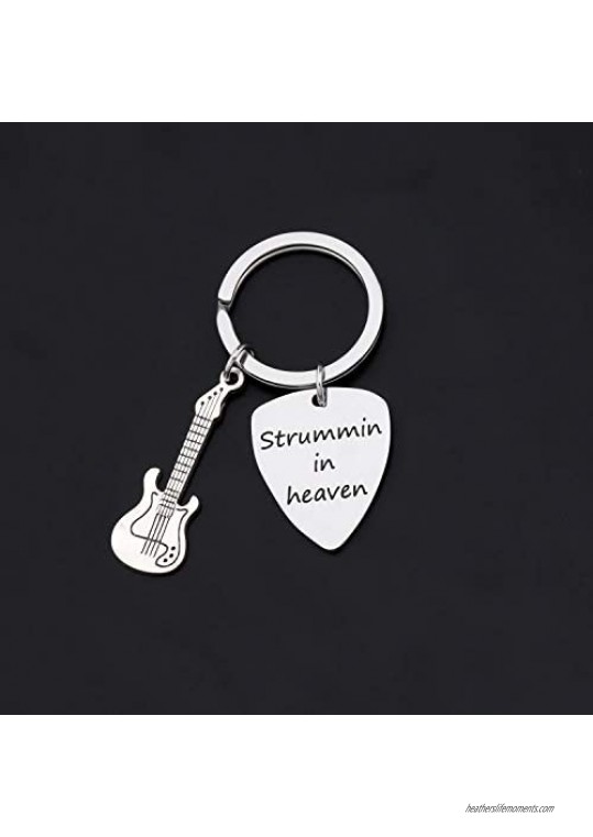 CENWA Memorial Guitar Keychain Music Memorial Guitar Pick Stummin in Heaven Keychain